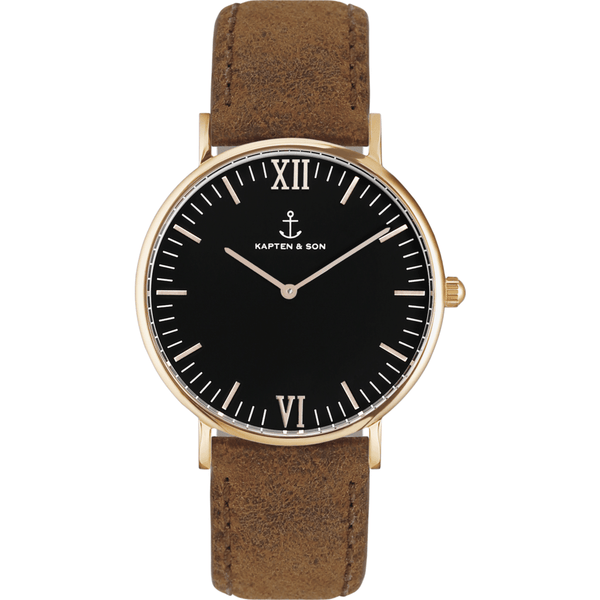 Kapten & Son Campus Brown Vintage Leather Watch | Black