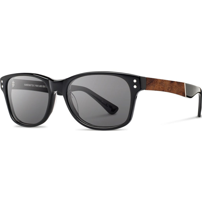 Shwood Cannon Acetate Sunglasses | Black & Elm Burl / Grey Polarized WAC2BELGP