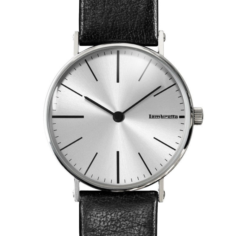 Lambretta Cesare Silver Watch | Black Leather