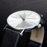 Lambretta Cesare Silver Watch | Black Leather