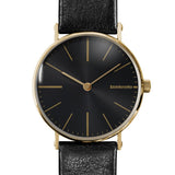 Lambretta Cesare Gold Black Watch | Black Leather