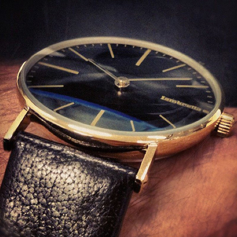 Lambretta Cesare Gold Black Watch | Black Leather