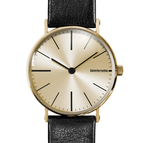 Lambretta Cesare Gold Cream Watch | Black Leather