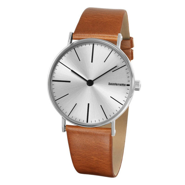 Lambretta Cesare Silver Watch | Cognac Leather