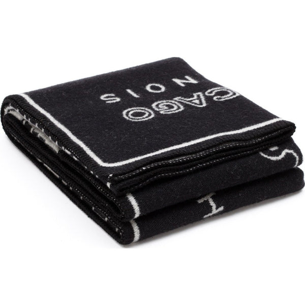 Faribault Chicago Map Wool Throw | Black 17207 50x65