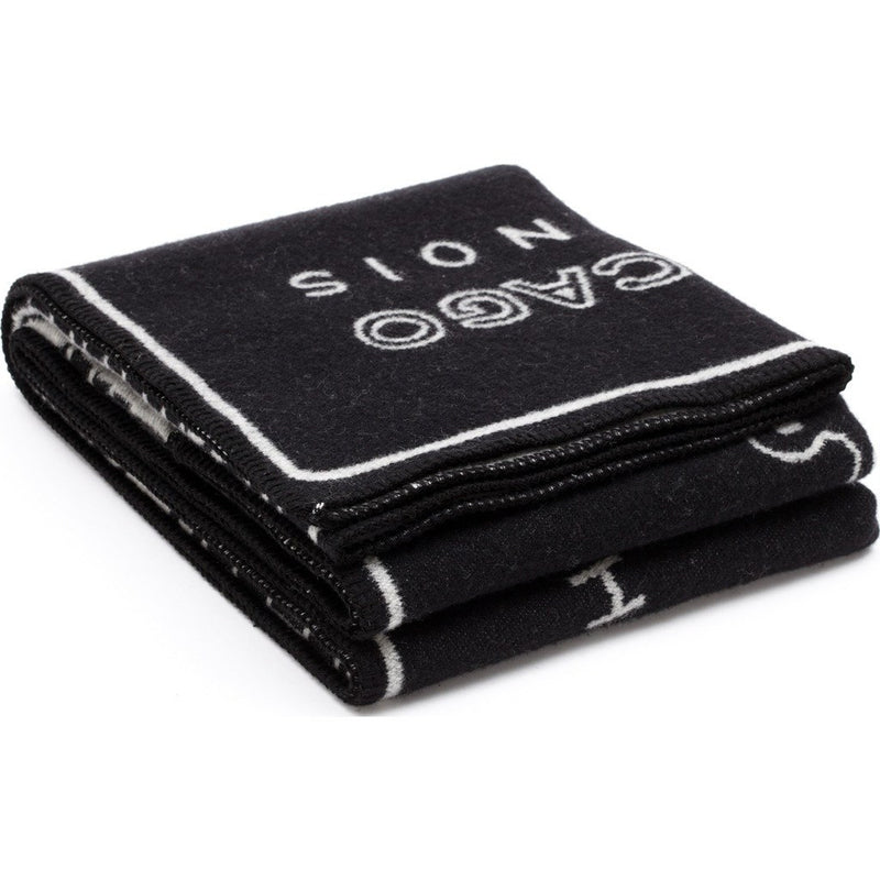 Faribault Chicago Map Wool Throw | Black 17207 50x65