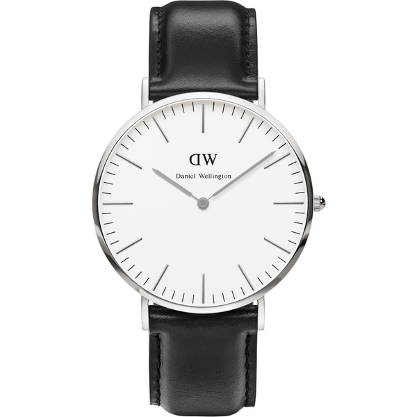 Daniel Wellington Classic Sheffield Black Leather Men's Watch | Silver 0206DW