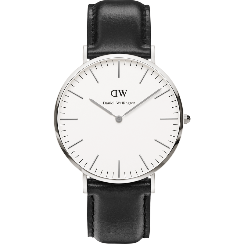 Daniel Wellington Classic Sheffield Black Leather Men's Watch | Silver 0206DW