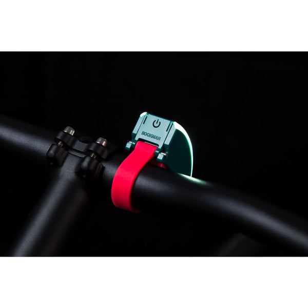 Bookman Curve Front Bicycle Light | Petrol Green/Neon Hot Pink