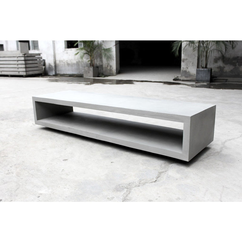 Lyon Beton Concrete Cube Monobloc TV Bench with Wheels | Light Grey  D-09543