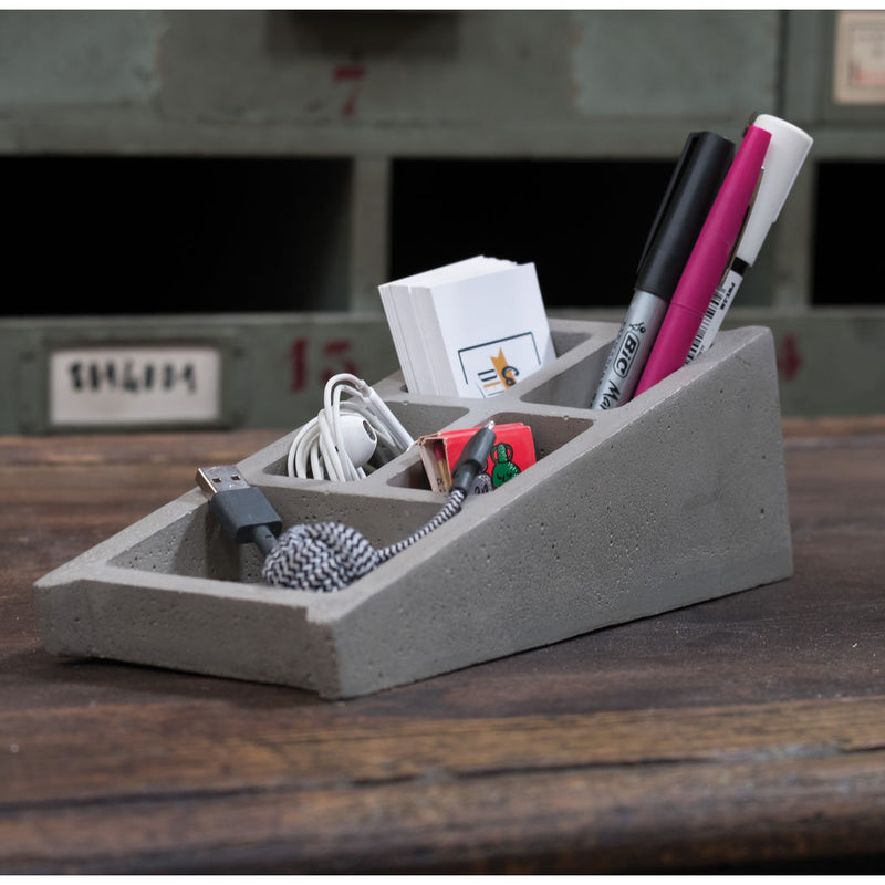 Lyon Beton Blockwork Desk Organizer | Concrete-D-09112