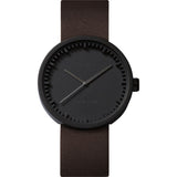 LEFF amsterdam D38 Tube Watch | Black/Brown Leather Strap