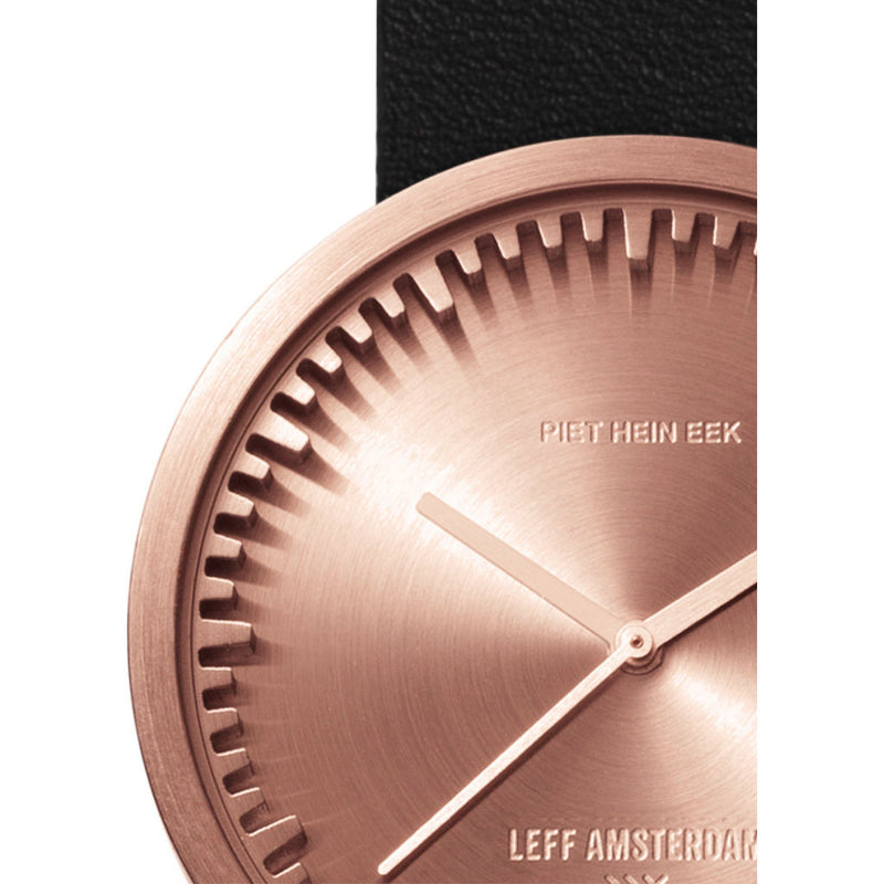 LEFF amsterdam D38 Tube Watch | Rose Gold / Black Leather Strap-LT71031