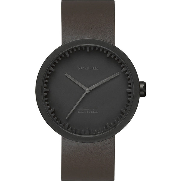 LEFF amsterdam D42 Tube Watch | Black/Brown Leather Strap