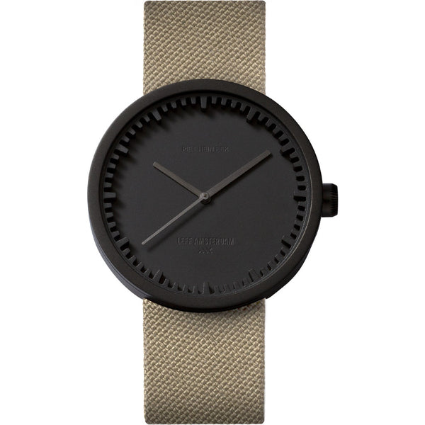Leff Amsterdam D42 Tube Watch Cordura Leather | Black/Sand