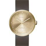 LEFF amsterdam D42 Tube Wrist Watch | Brass/Brown Leather Strap