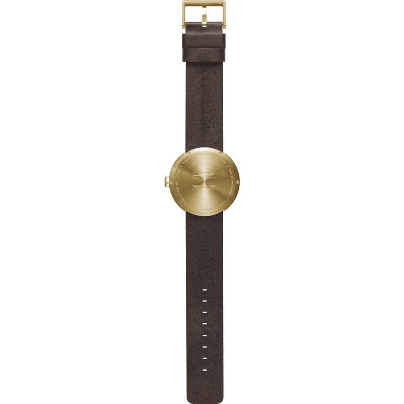 LEFF amsterdam D42 Tube Wrist Watch | Brass/Brown Leather Strap