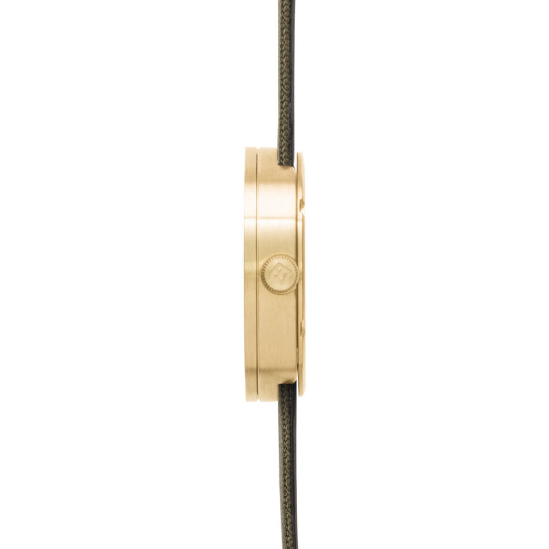Leff Amsterdam D42 Tube Watch Cordura Leather | Brass/Green
