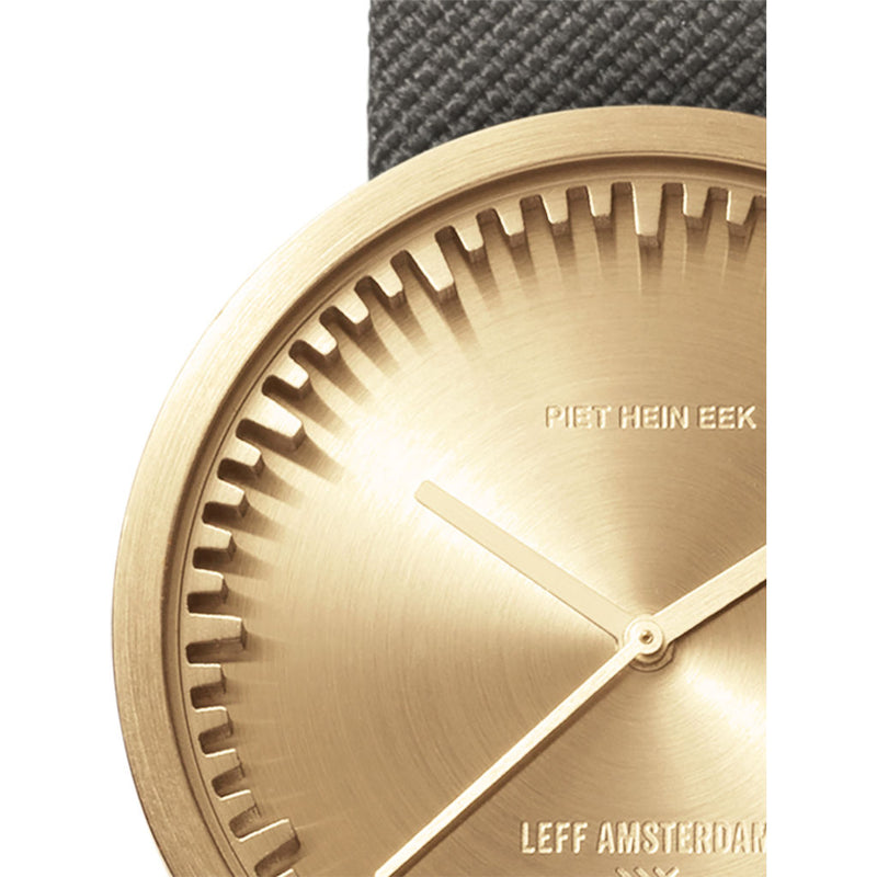Leff Amsterdam D42 Tube Watch Cordura Leather | Brass/Grey