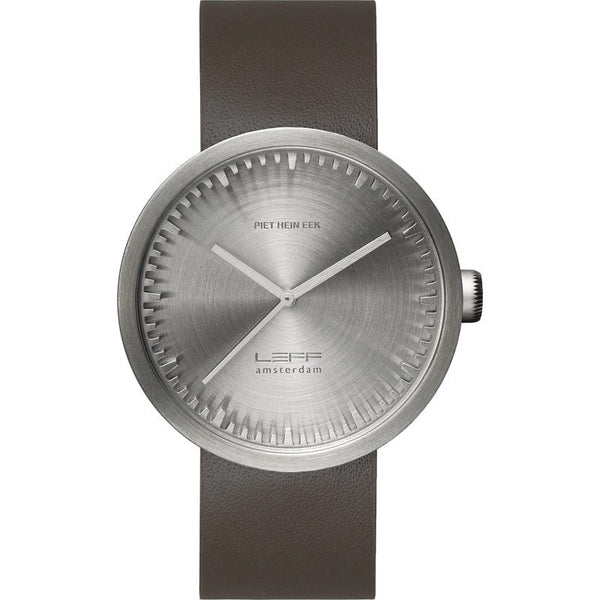 LEFF amsterdam D42 Tube Watch | Steel/Brown Leather Strap