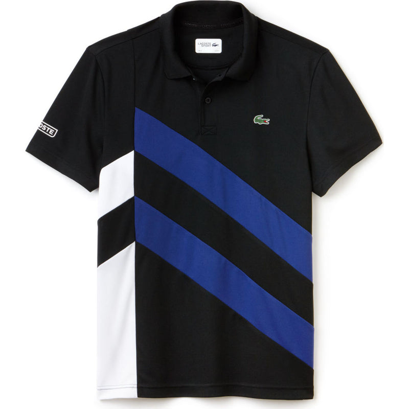 Lacoste Sport Colorblock Band Tech Pique Men's T-Shirt | Black/Ocean/White