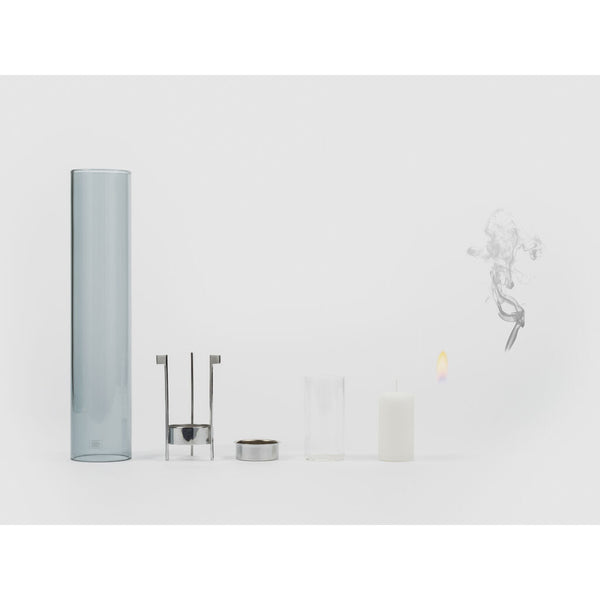 Danese Milano Stromboli Candle Holder | Chromed Metal/Glass