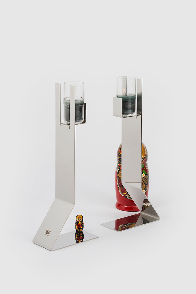 Danese Milano Panarea Candle Holder | Steel/Glass