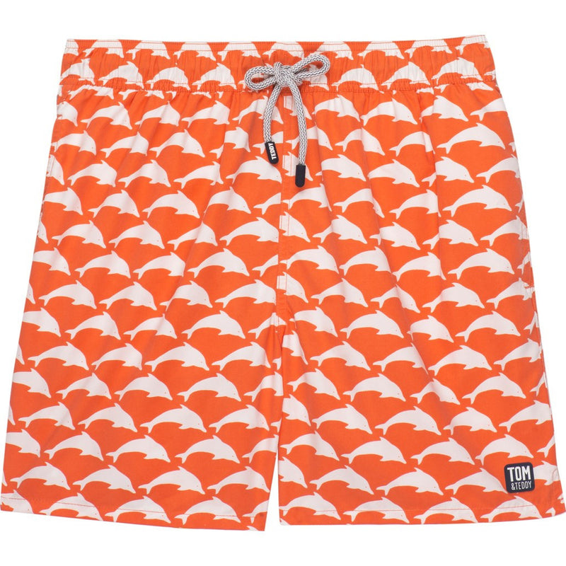 Tom & Teddy Dolphin Swim Trunk | Orange & White Size XL