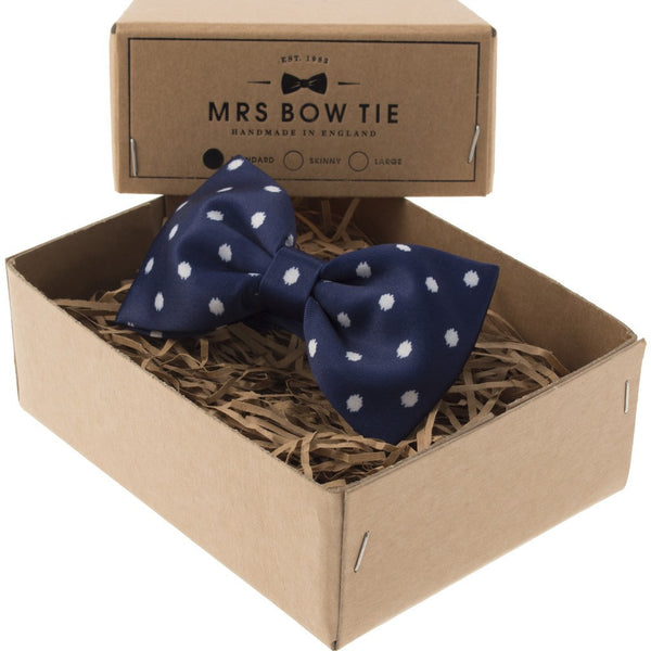 Mrs Bow Tie Broxton Ready-Tied Bow Tie | Navy DOTS355