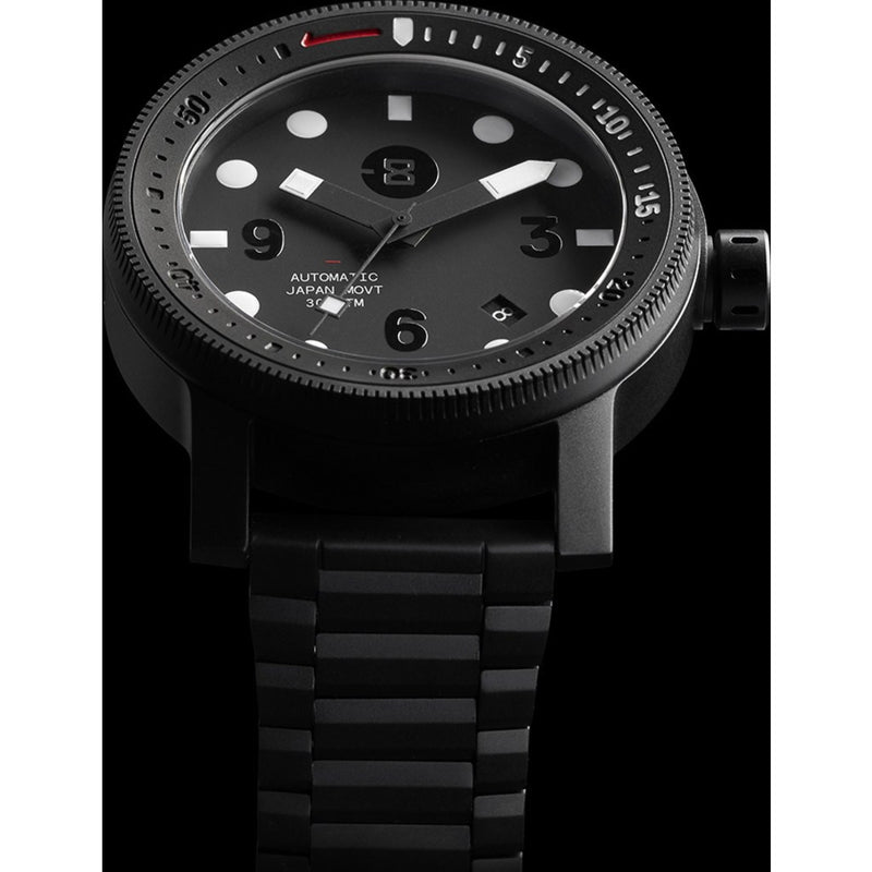 MINUS-8 Diver Black/Black Watch | Titanium P024-013-DBW-ML