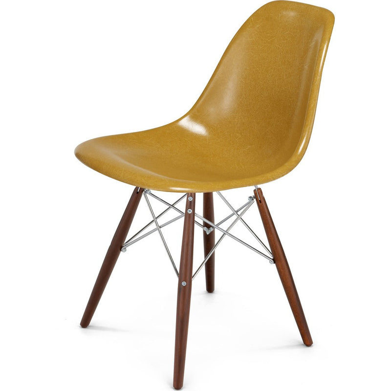 Modernica Case Study Walnut Dowel Side Shell Chair | Chrome/Mustard FIB-W-DOS-CHR-WAL