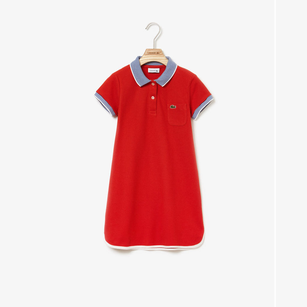 strapless open back dress Lacoste Girl's Texturized Cotton Polo Dress – Sportique
