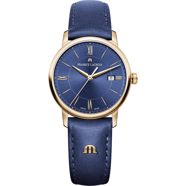 Maurice Lacroix Women's Eliros Date 30mm Watch | Blue/Blue Leather EL1094-PVP01-411-1
