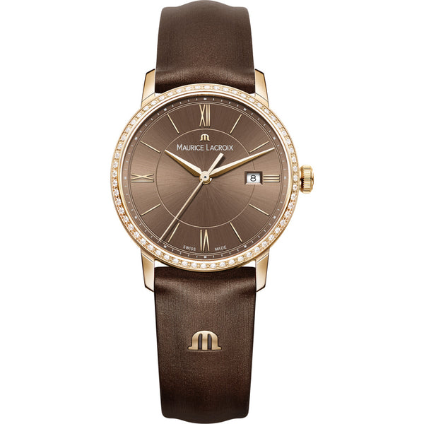 Maurice Lacroix Women's Eliros Date 30mm Watch | Brown/Brown Leather EL1094-PVPD1-710-1