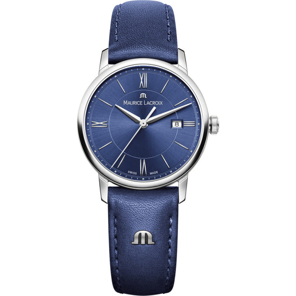 Maurice Lacroix Women's Eliros Date 30mm Watch | Blue/Blue Leather EL1094-SS001-410-1