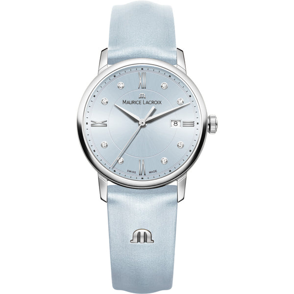 Maurice Lacroix Women's Eliros Date 30mm Mother of Pearl Watch | Turquoise/Turquoise Leather EL1094-SS001-550-1