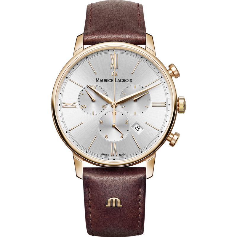 Maurice Lacroix Eliros Chronograph 40mm Watch | Gold/Brown Leather EL1098-PVP01-111-1