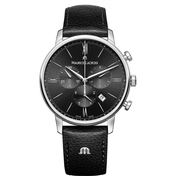 Maurice Lacroix Eliros Chronograph 40mm Watch | Black/Black Leather  EL1098-SS001-310-1