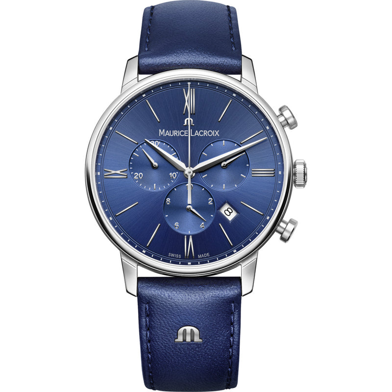 Maurice Lacroix Eliros Chronograph 40mm Watch | Blue/Silver/Blue Leather EL1098-SS001-410-1