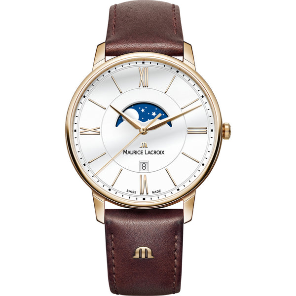 Maurice Lacroix Eliros Moonphase 40mm Watch | Gold/Brown Leather EL1108-PVP01-112-1