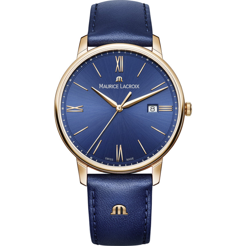 Maurice Lacroix Eliros Date 40mm Watch | Blue/Gold/Blue Leather EL1118-PVP01-411-1