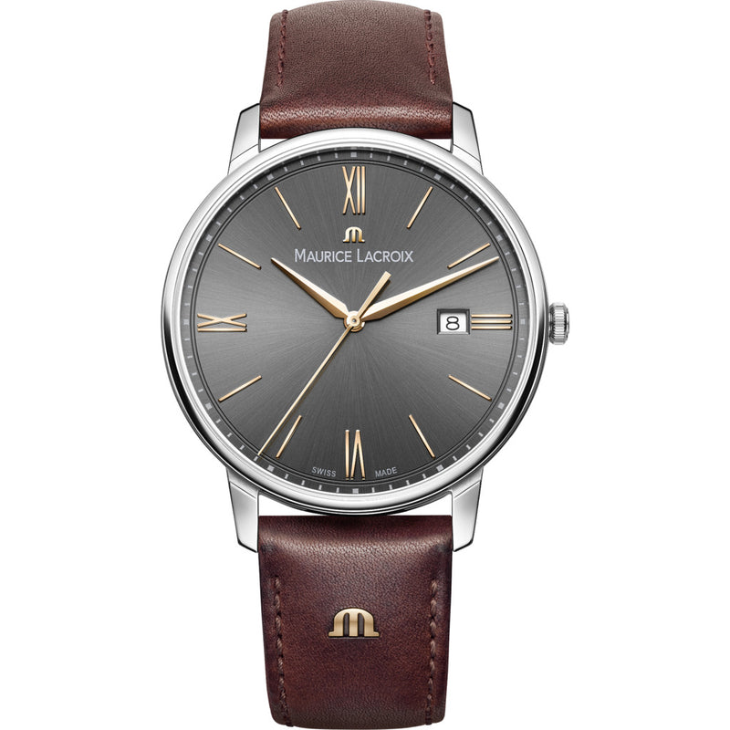 Maurice Lacroix Eliros Date 40mm Watch | Anthracite/Brown Leather EL1118-SS001-311-1