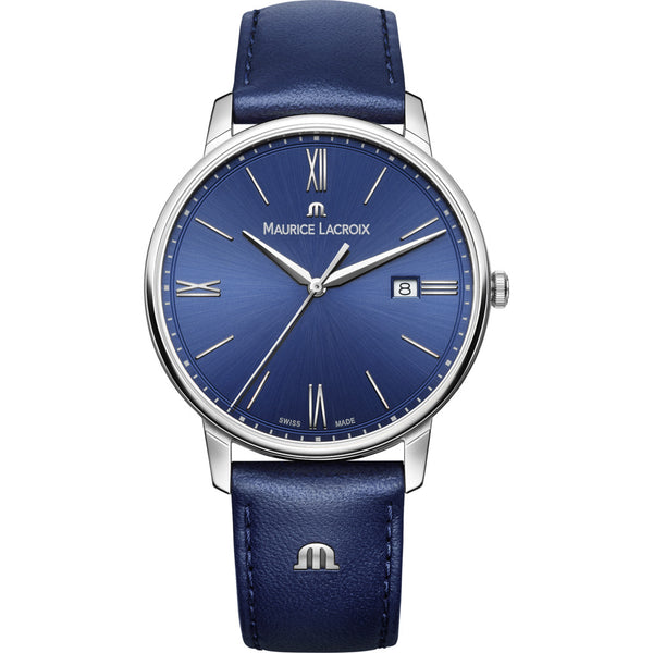Maurice Lacroix Eliros Date 40mm Watch | Blue/Silver/Blue Leather EL1118-SS001-410-1