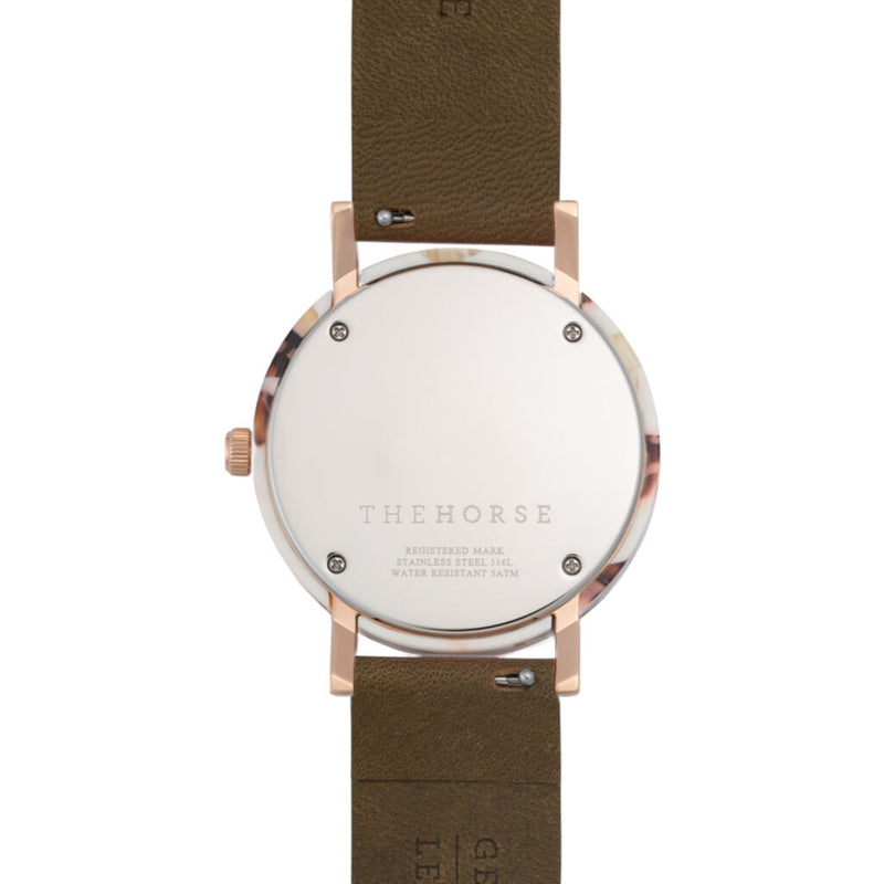 The Horse Resin White Nougat Watch | White/Rose Gold/Olive