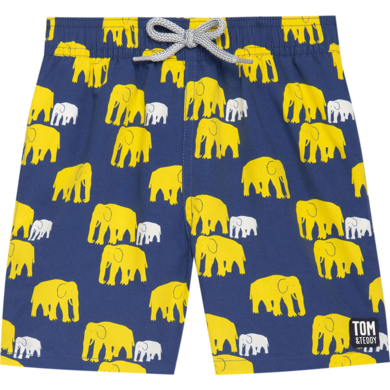 Tom & Teddy Boy's Elephant Swim Trunk | Navy & Yellow / 11-12