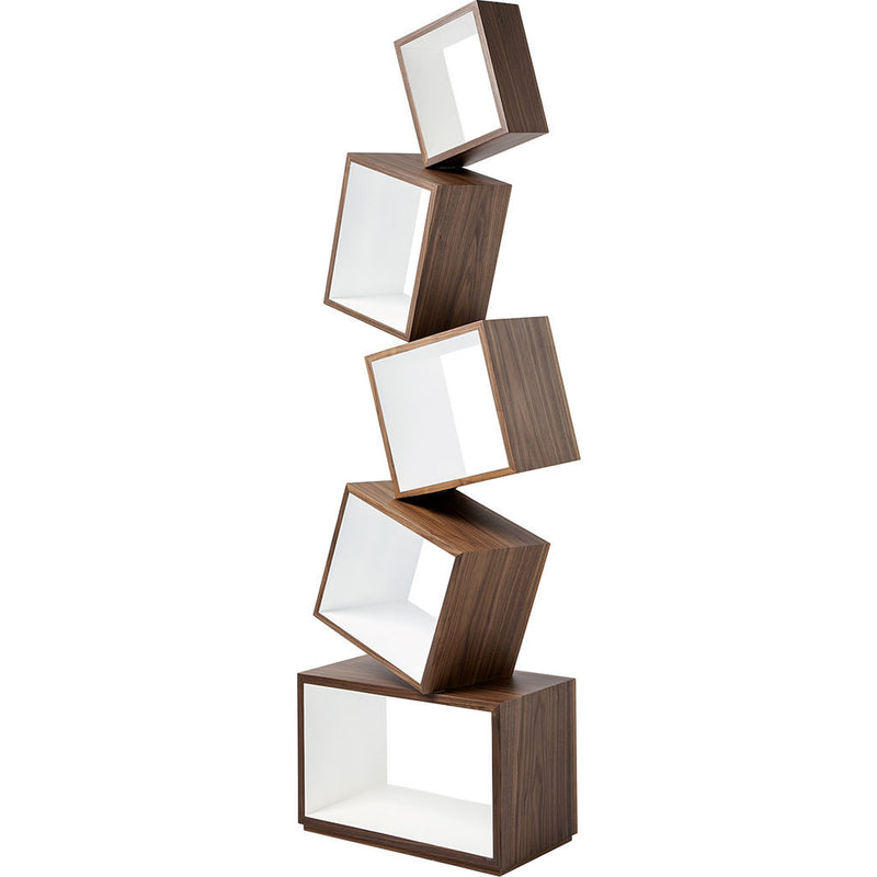 Malagana Equilibrium Walnut Wood Bookcase | White EQ-100 WH