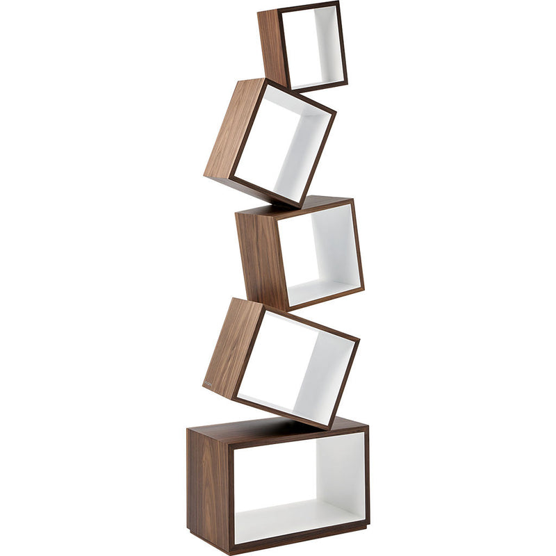 Malagana Equilibrium Walnut Wood Bookcase | White EQ-100 WH