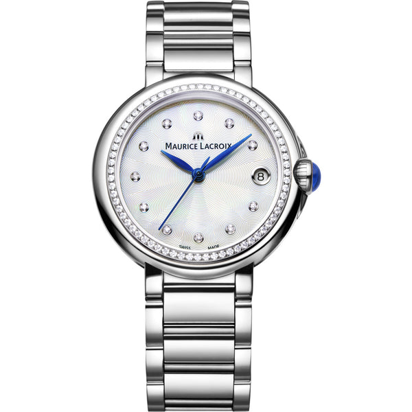 Maurice Lacroix Fiaba Date 28mm Mother of Pearl Watch | Silver/Diamond FA1004-SD502-170-1