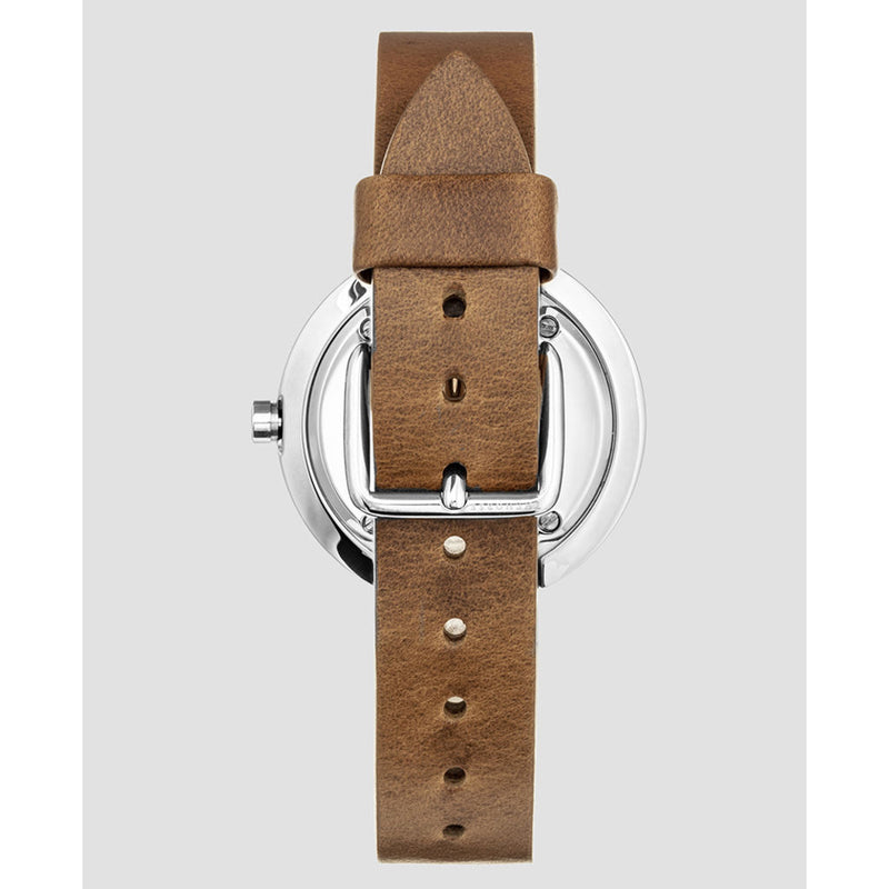 The Horse Minimal 34 mm Silver Watch | White/Tan