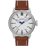 Tsovet SVT-FW44 Swiss Quartz Silver & White Watch | Brown Leather